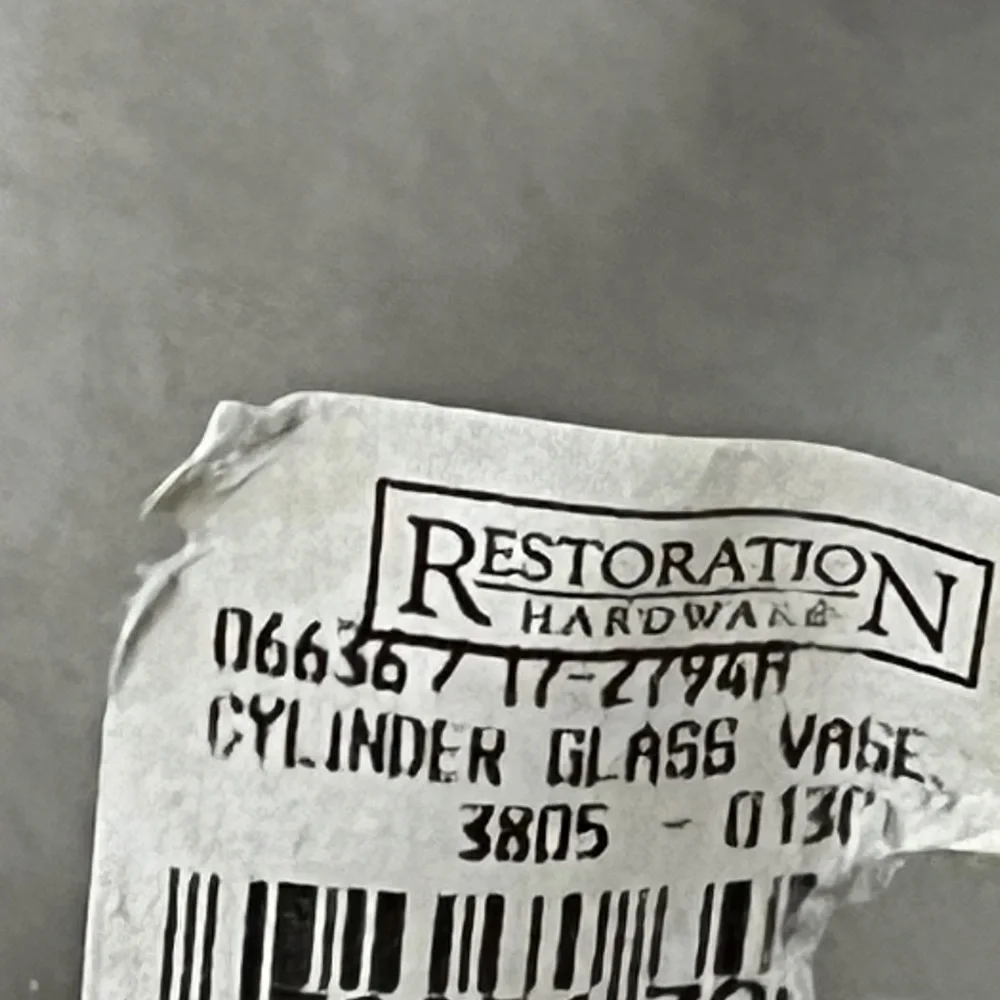 Restoration Hardware Cylinder Glass Vase Thick Modern Minimalist Clean V Day NWT